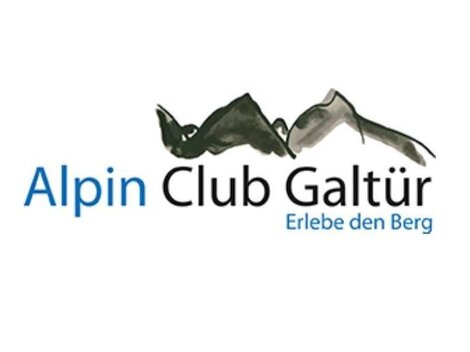 Logo of the Alpin Club Galtür, with the slogan "Experience the Mountain". It features a stylized mountain landscape in soft colors.